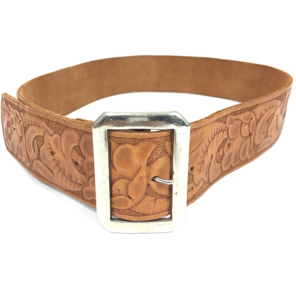 Vintage North & Judd hand tooled leather belt L - Picture 3 of 5